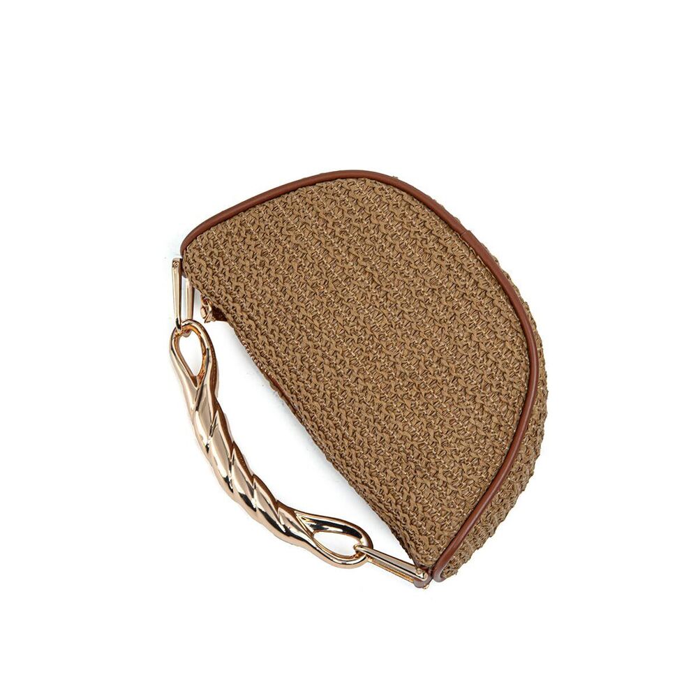 7466 Straw Crossbody Bags Metal Top Handle Purse Designer Beach Handbag - Picture 7 of 9